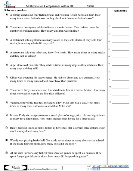 4 oa 2 Worksheets Free CommonCoreSheets